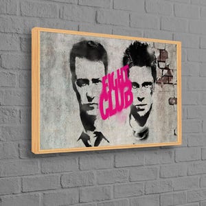 Large Wall Decor, Graffiti Wall Hangings, Fight Graffiti Art, Fight Club Art, Man Cave Artwork, Living Room Wall Art, Home Decor Canvas,