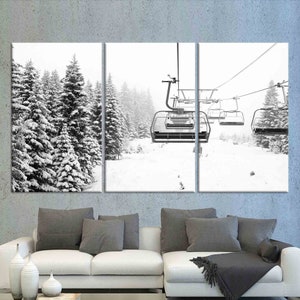 Wall Art, Wall Art Canvas, Ski Resort Wall Art, Canvas Art, Skii Lift ...