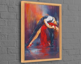 Wall Art Canvas, 3D Wall Art, 3D Canvas, Dancing Couple Painting Print, Tango Couple Poster, Dancing Couple 3D Canvas, Dance Poster,