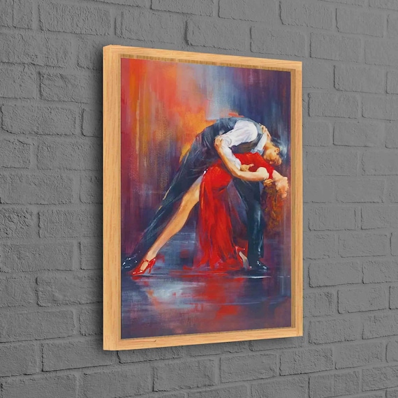Wall Art Canvas, 3D Wall Art, 3D Canvas, Dancing Couple Painting Print, Tango Couple Poster, Dancing Couple 3D Canvas, Dance Poster,