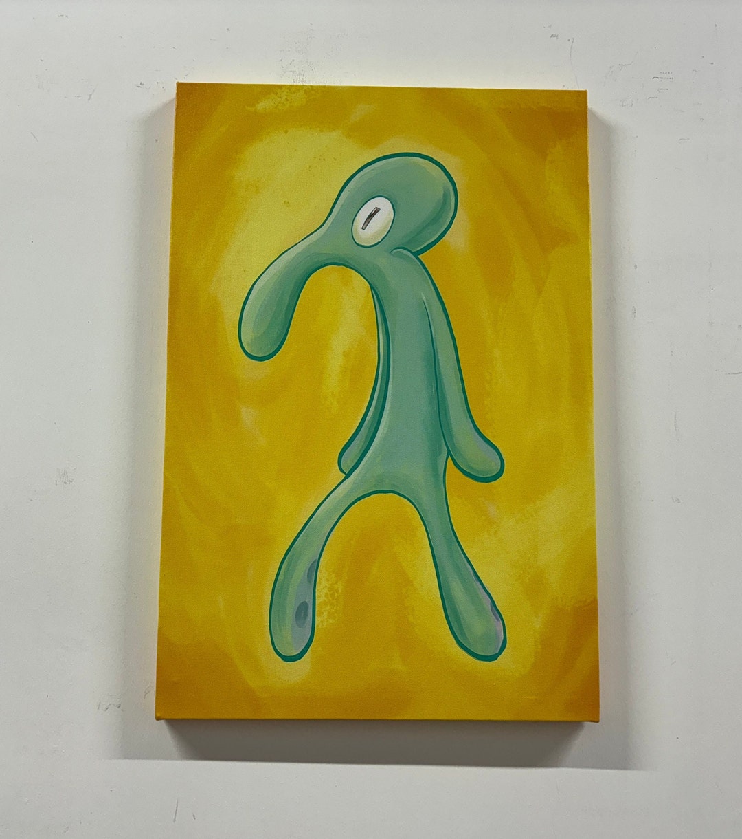 Squidward Painting Print, Abstract Wall Art, Squidward Canvas Poster, Modern 3D Canvas, Bold and