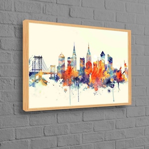 Cityscape Painting, Landscape Wall Art, Abstract Canvas, New York Skyline Wall Art, Colorful Canvas Art, City Canvas, View Artwork,