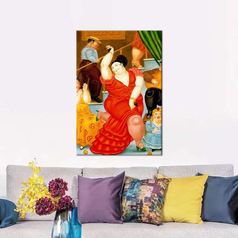 Dancing Woman Canvas Poster, 3D Canvas, Fernando Botero Wall Hanging ...