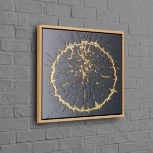 3D-muurkunst Kintsugi, zwart en goud 3D-canvas, abstracte muurkunst, Kintsugi-muurdecoratie, luxe gedrukt, eigentijds canvas,