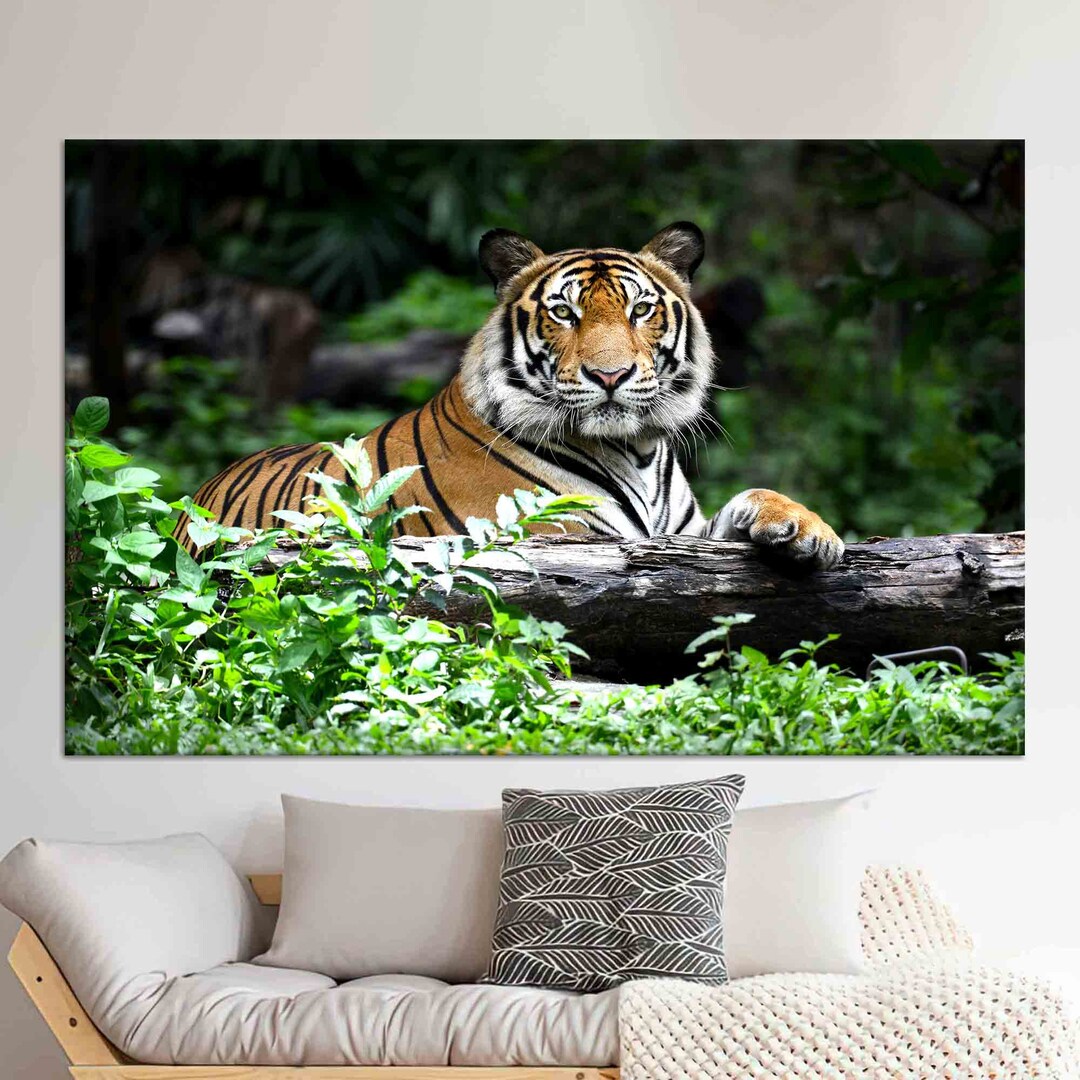 Bengal Tiger Wall Art, Majestic Wildlife Photography in Jungle Canvas ...