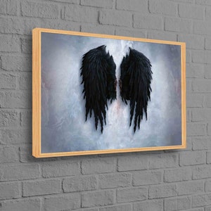 Black Wings, Wing Canvas, Abstract Angel Art Canvas, Abstract Wing Art, Modern Poster, Fashion Wings Artwork, Black Wings Wall Art,