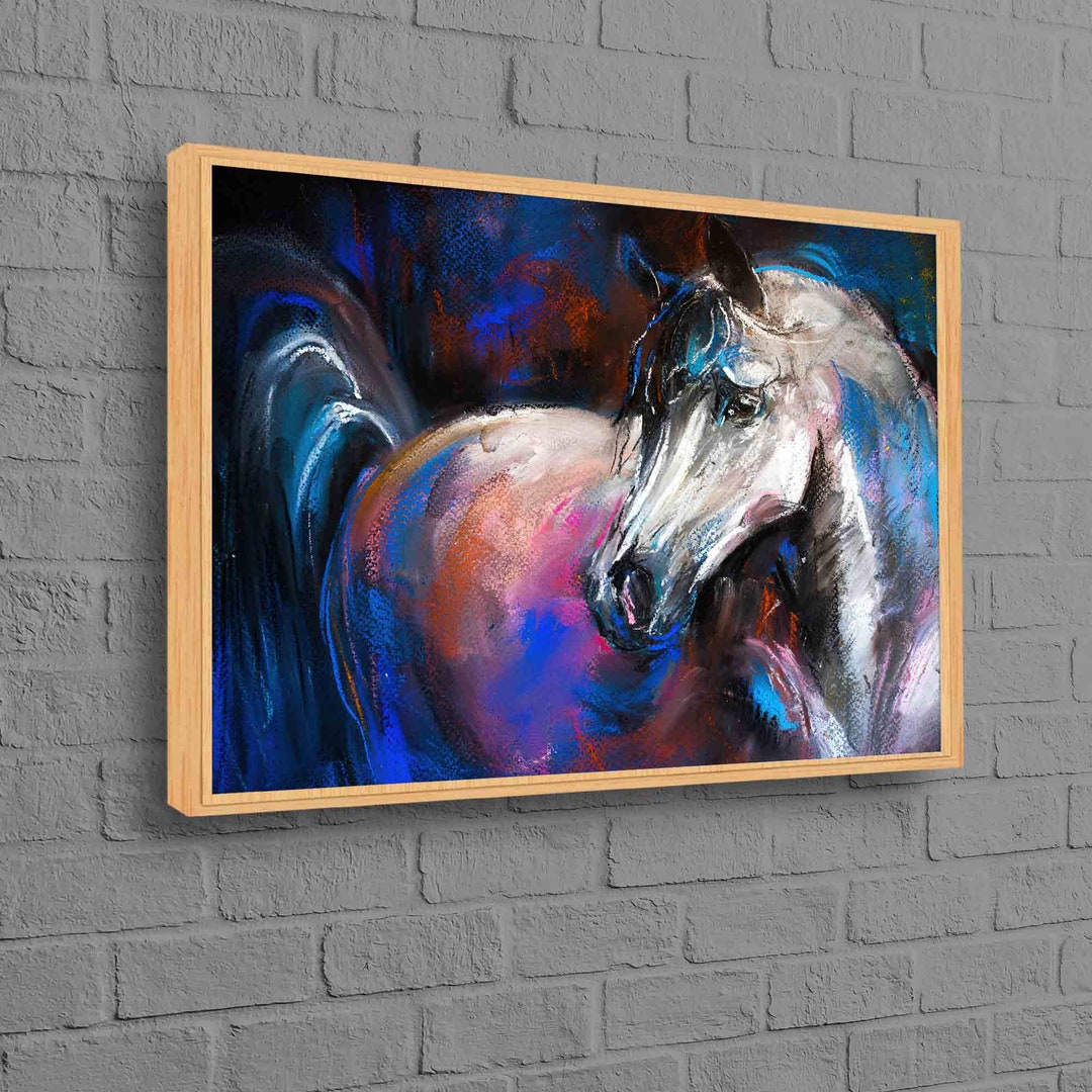 White Horse Painting, Oil Painting Print, Abstract Horse Art Canvas ...