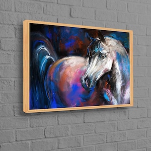 White Horse Painting, Oil Painting Print, Abstract Horse Art Canvas, White Horse Canvas, Horse Art Canvas, Animal Poster,