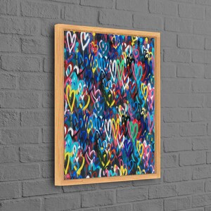 Graffiti Heart Canvas, Colorful Heart Wall Art, Rainbow Heart Wall Art, Spray Paint Canvas, Banksy Heart Canvas, Multicolored Hearts Art