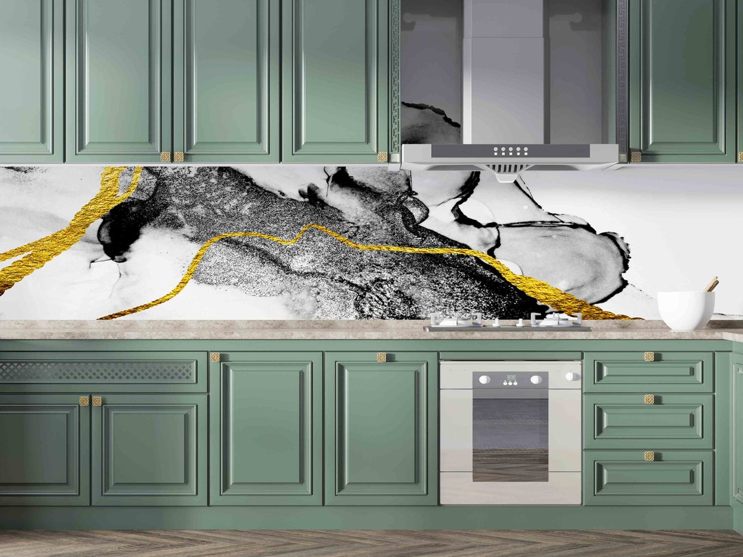 Abstract Wall Decor Black Wallpaper Modern Mural Etsy