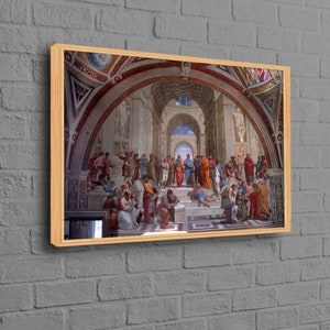 Dipinto di Raffaello Sanzio, Riproduzione su tela, Arte su tela di Raffaello Sanzio, La scuola di Atene, Stampa a olio