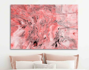 Red And Gray Glass Wall Art, Modern Wall Art, Red Wall Decoration, Alcohol Ink Glass Wall, Red Marble Glass Printing, Marble Tempered Glass,