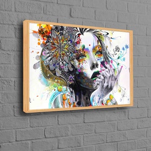 Abstact Woman Art Canvas, Colorful Wall Decor, Woman Portrait Wall Decor, Woman Poster, Colorful Woman Wall Art,