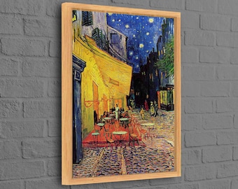 Café Terrace at Night Canvas, Vincent van Gogh Wall Art Print, Starry Sky Landscape Wall Art, Cafe Landscape Artwork, Yellow Café Canvas Art