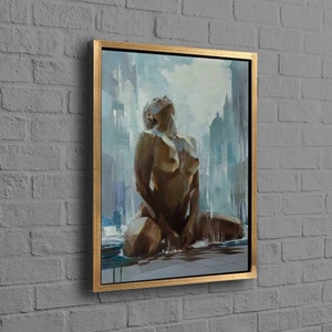 Arte de parede 3D, Arte de parede, Decoração de parede, Impressão de pintura de mulher nua, Tela 3D sensual, Tela de mulher sensual, Arte de parede feminina, Decoração de parede para adultos Gold Framed