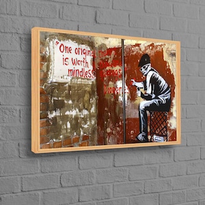 Banksy One Original Thought, Banksy Wall Art, Banksy Boy Wall Decor, Abstract Art Canvas, Painting Wall Decor, Street Canvas Art,