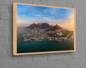 Table Mountain National Park, Table Mountain Canvas, African Landscape Art Canvas, Mountain Landscape Wall Decor, Cityscape Art Canvas,