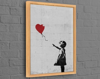 Graffiti Poster, Banksy Girl Poster, Banksy Canvas Art, Red