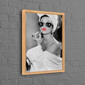 Arte de pared con labios de Audrey, lienzo abstracto, póster de mujer con labios, arte de pared contemporáneo, lienzo de arte de mujer, estampado de moda, lienzo moderno,