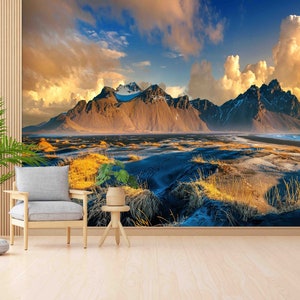 Berglandschaft Kunst, Naturlandschaft Wandtattoos, Himmel Wand Kunst Dekor, Berg Digital Papier, Landschaft Wandmalerei, Raum Wand Dekor,