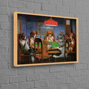 Hunde spielen Poker Gedruckt, Spielzimmer Kunst Leinwand, Cassius Marcellus Coolidge Eine mutige Bluff Hunde Leinwand, modernes Wanddekor, Mannhöhlendekor,