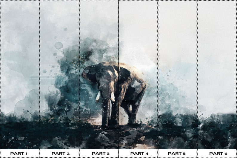 Buy Loft Paper Craft, Watercolor Elephant Painting Wall Stickers