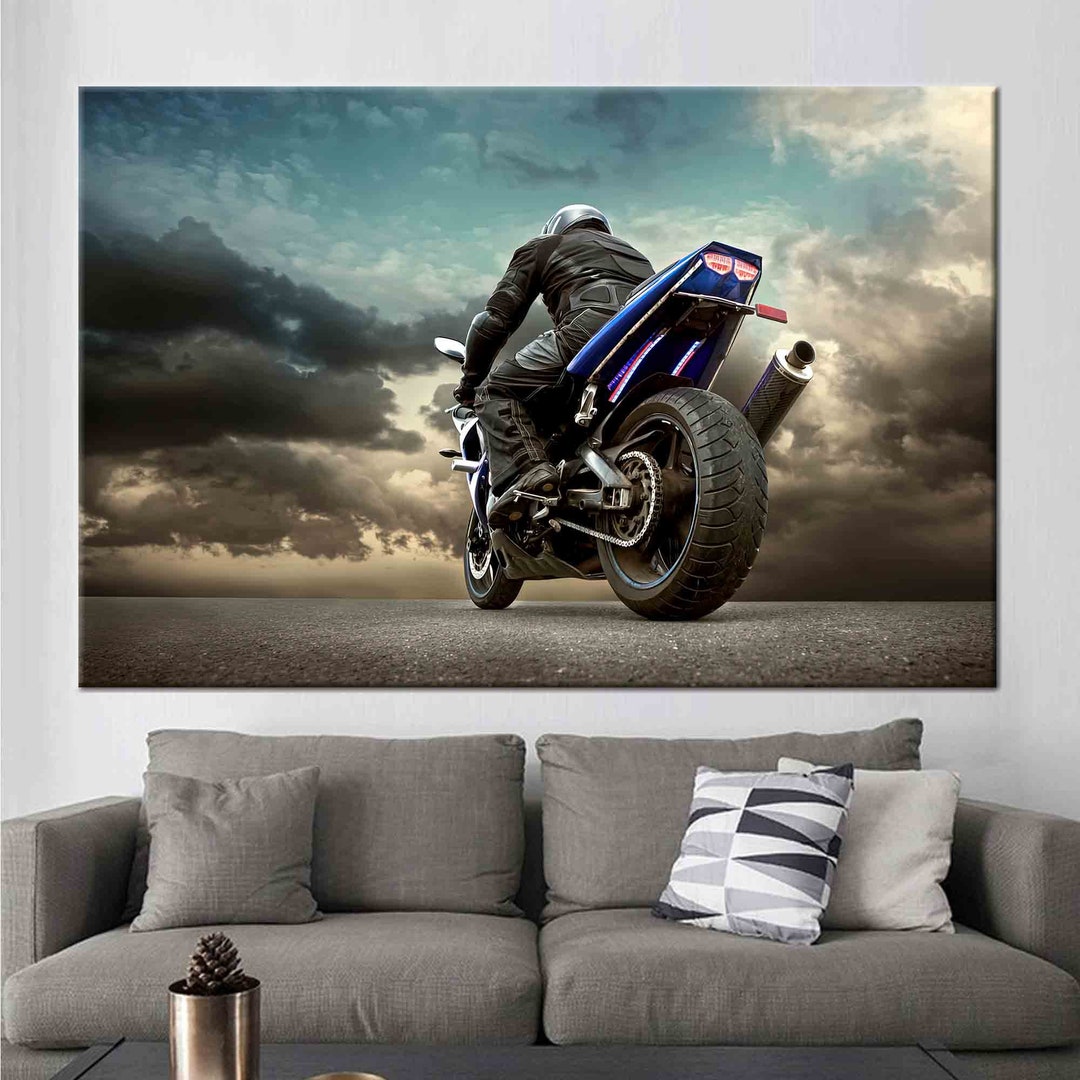 Car Poster Motorcycle Rider Poster Motorcycle Love Canvas Etsy Canada