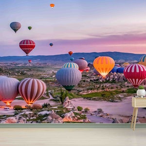 Goreme Mural, Sunrise at Cappadocia Wall Mural, Nature Wallpaper, Gift For House, Gift Wallpaper, Landscape Wall Paper, 3D Wall Decor,