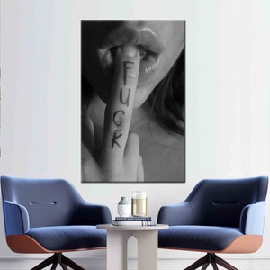 Bedroom Artwork, Middle Finger Artwork, Sensual Printed, Sexy Printed, Erotic Canvas Art, Nude Art, Sexy Woman Wall Art, Mature Gallery Wrapped