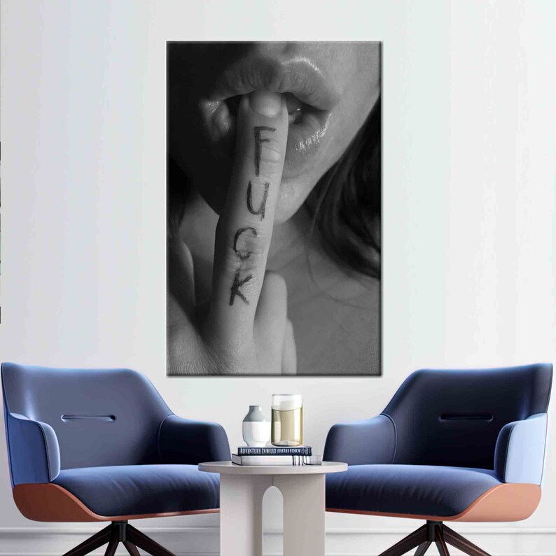 Bedroom Artwork, Middle Finger Artwork, Sensual Printed, Sexy Printed, Erotic Canvas Art, Nude Art, Sexy Woman Wall Art, Mature Gallery Wrapped