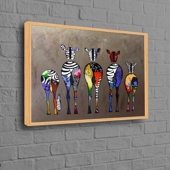 Zebra Art Canvas, Zebra Wall Art, Animal Art, Street Printed, Fashion Artwork, Abstract Poster, Banksy Wall Art, Banksy Poster,