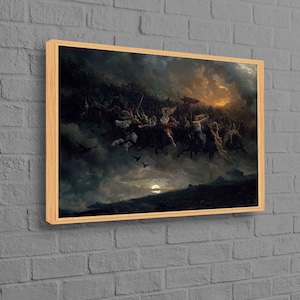 Pôster de tela de mitologia nórdica, tela 3D, arte de parede emoldurada, The Wild Hunt of Odin, tapeçaria de parede personalizada, decoração de tela de reprodução,
