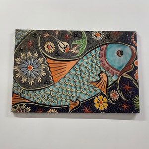 Modern Art, Mosaic Fish Canvas Art, Fish Art, Pattern Canvas, Ceramic Fish Art, Animal Art, Abatract Fish Canvas Art,