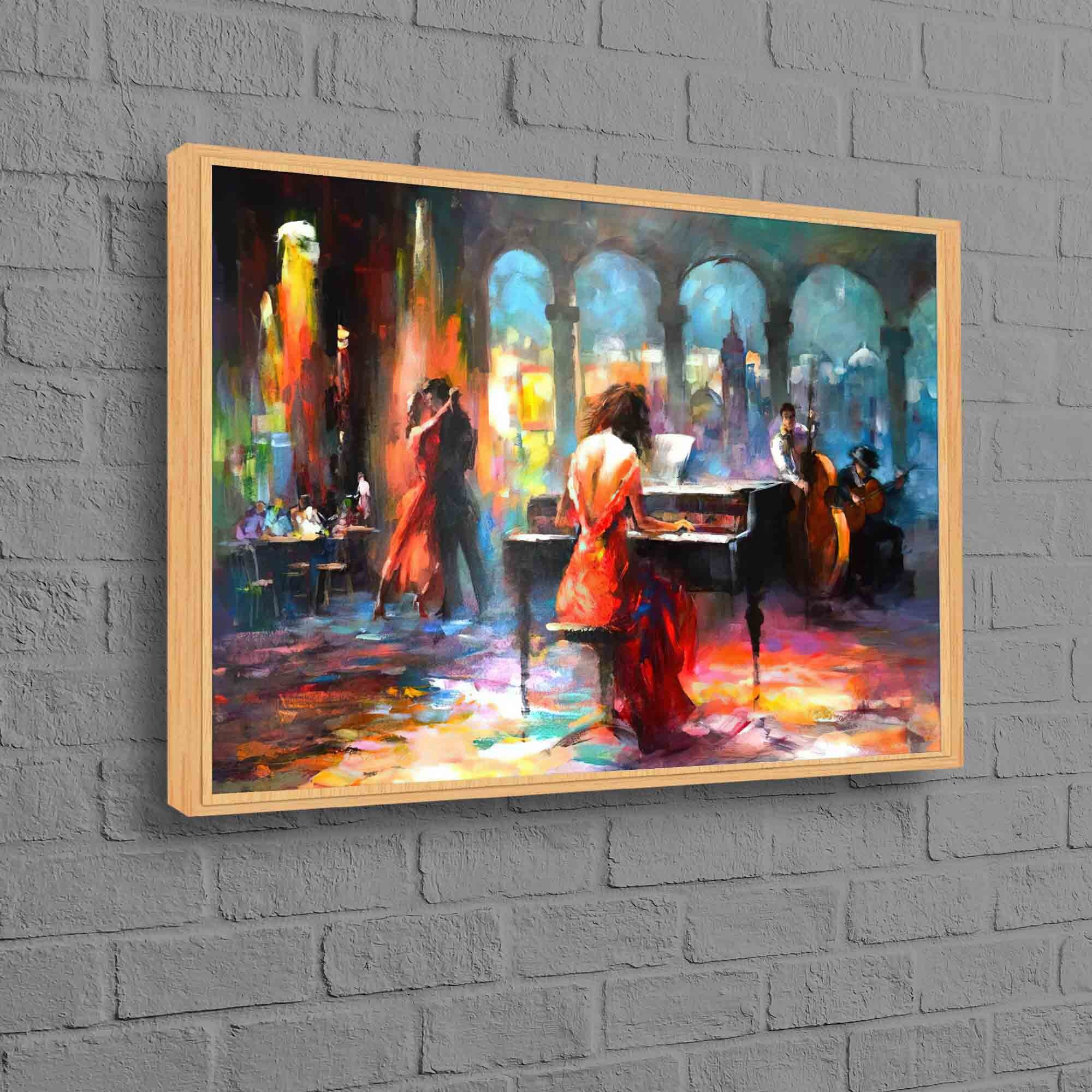 Haenraets Willem, Romantic Couple Canvas, Piano Wall Decor, Prickelndes Tanzvergnügen Canvas, Abstract Music Wall Decor,