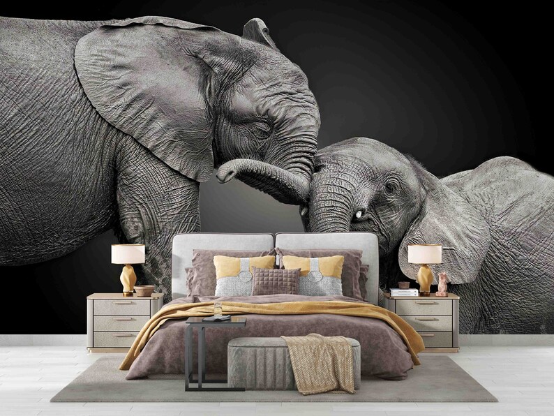Buy Elephant Baby and Mom Wall Print, Wild Wall Decals, Animal Wall
