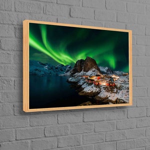 Canvas Print, 3d Canvas, Canvas Art, Northern Lights Landscape, Landscape Canvas Gift, Lofoten Artwork, Northern Lights Canvas Poster,