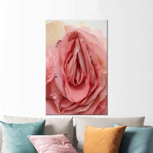 Rose Vagina Wall Decor, Erotic Canvas Decor, Pink Wall Hangings, Rose Wall Art, Valentines Day Gift For Him Personalized, image 3