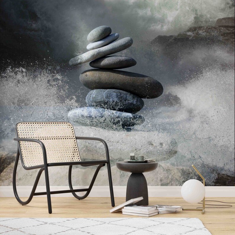 Buy Meditation Wall Paper, Rocks and Water Wall Poster, Vinyl Wallpaper
