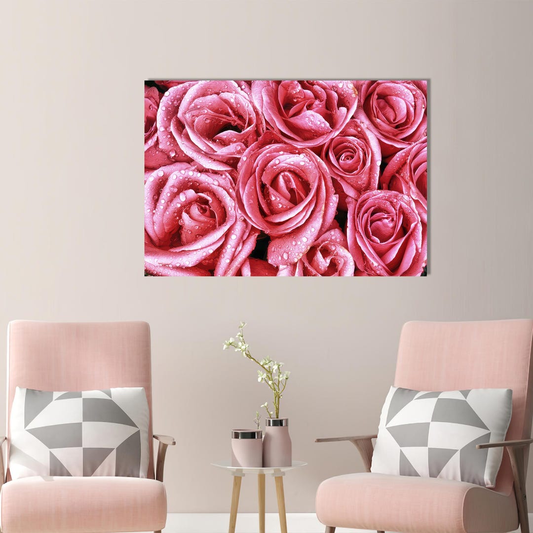 Rose Wall Art, Modern Art Decor, Flower Glass Wall Art, Canvas Wall Art ...