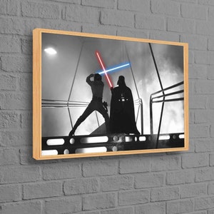 Darth Vader Luke Skywalker Fight, Darth Vader Wall Decor, Modern Canvas Art, Star Wars Art, Starwars 3D Canvas, Luke Skywalker Wall Art,