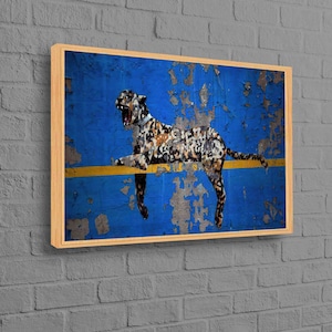 Banksy Leopard Wall Art, Street Wall Decor, Banksy Canvas Art, Abstract Artwork, Leopard Graffiti Art, Leopard Art Canvas,