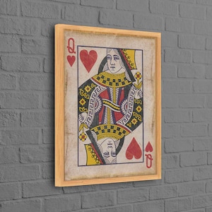 Decoración de pared para sala de juegos, lienzo con naipes, impresión de cartas, impresión de reina, lienzo con naipes de reina, obra de arte abstracta, decoración de pared moderna