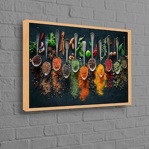 Spices Kitchen Wall Art, Indian Spices Canvas Art, Modern Canvas Print, Food Printed, Kitchen Art, Abstract Canvas Gift, Spices 3D Canvas,