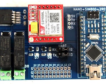 Shield for Nano and GSM SIM800 with 2 relays