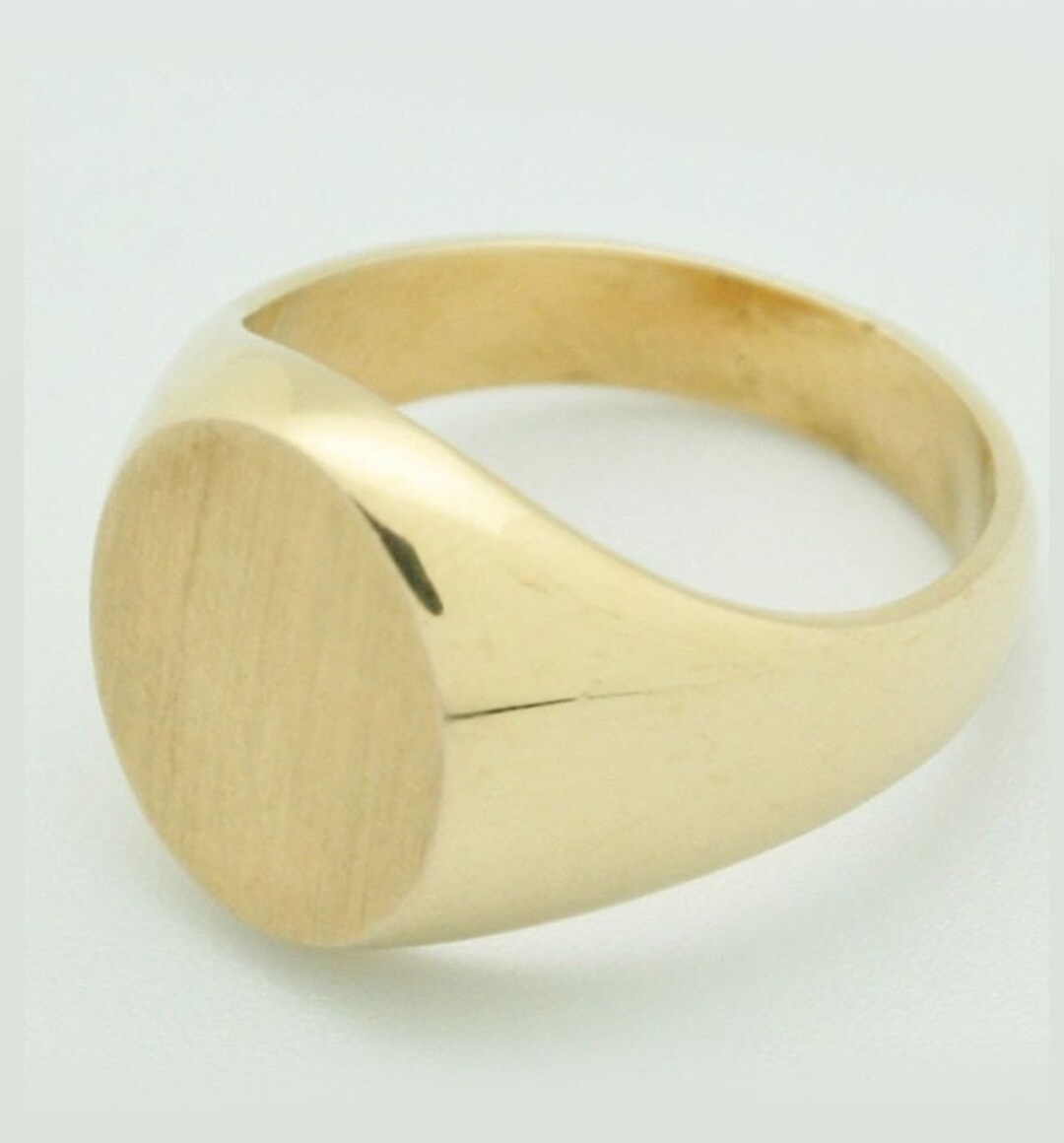Ring Without Color Men's Signet Ring in 18k Yellow Gold Without Patterns - Etsy