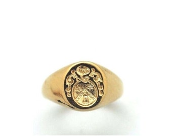 Small Signet Ring Coat of Arms Marine Star Lighthouse [RING] 750/000 yellow gold