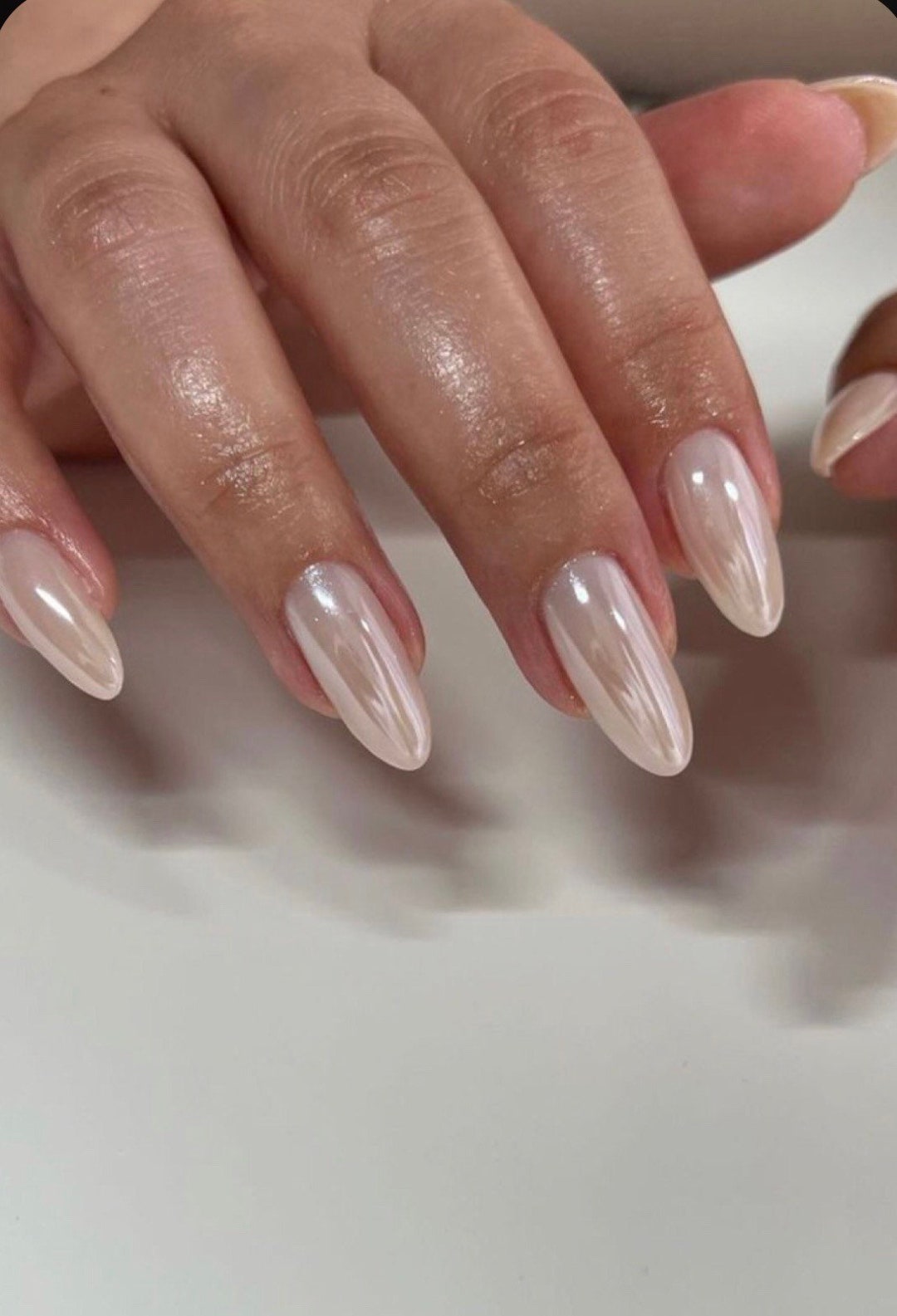 Hailey Bieber Inspired White Chrome Press on Nails Glazed Etsy