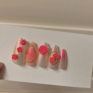 3d rose luxury chrome  press on nails| false nails