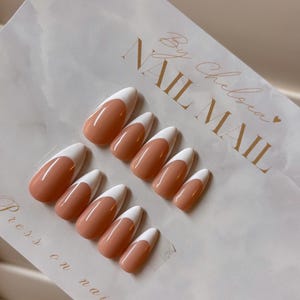 French tip press-on nails |false nails stick on reusable|