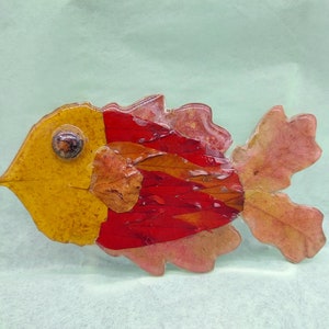 Floral Fish Magnet - Red & Yellow Floral Fish w/ Acorn Eye